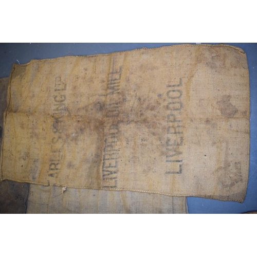 469 - 5 antique hessian sacks to include 3 Potato Marketing Board, 1 BOCM Cake and a Farmers Co Ltd Liverp... 