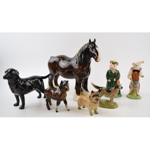 67 - A collection of Beswick items to include horses, dogs and The Lady Pig ECF8, Richard PP8, some with ... 