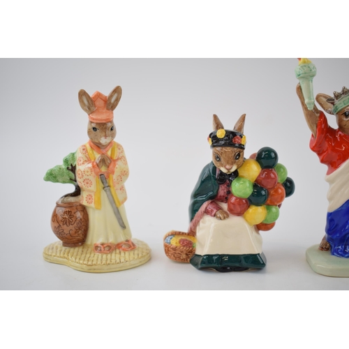 165B - Boxed Royal Doulton Bunnykins, all limited edition, to include the Old Balloon Seller, Samurai, Stat... 