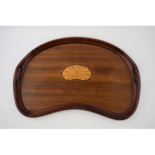 493 - Edwardian tray in satinwood with inlaid marquetry design. Raised edges with carved handles. c1901 - ... 