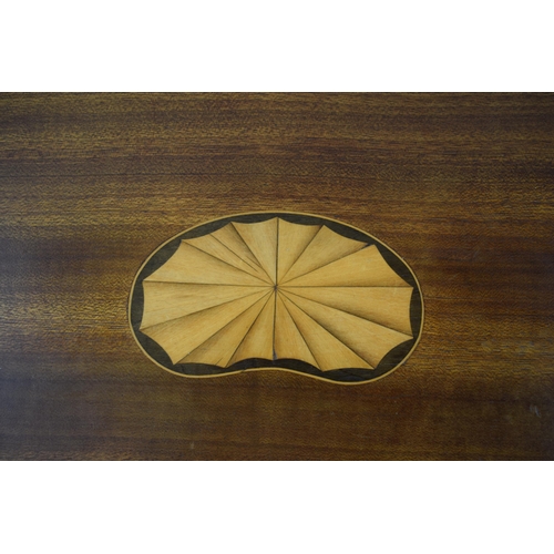 493 - Edwardian tray in satinwood with inlaid marquetry design. Raised edges with carved handles. c1901 - ... 