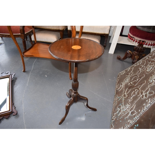 504 - A collection of Edwardian furniture items to include a small console table with inlaid marquetry des... 