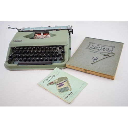 482A - Vintage cased Antares Parva typewriter with The New Rational Typewriting book (2).