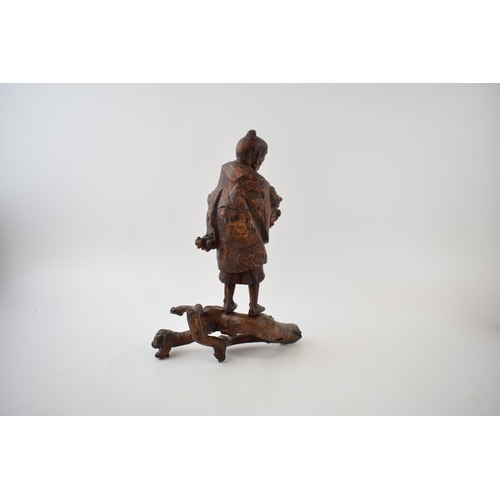 301 - Early 20th century Root Wood Chinese carving of a gentleman. Height 26cm.