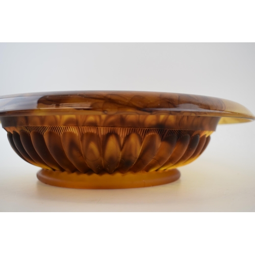 323 - An Art Deco amber cloud glass dish, in the manner of George Davidson, dia.29cm