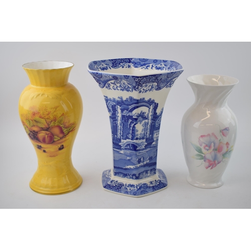 138 - Pottery to include Aynsley Orchard Gold vases, a Spode Blue Italian hexagonal vase, Portmeirion and ... 