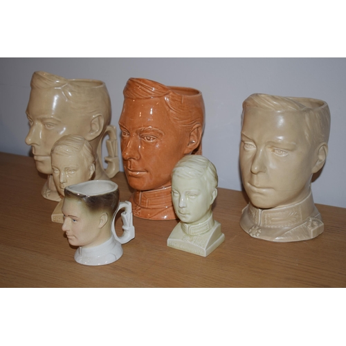 150 - A collection of Bretby commemorative character jugs and busts, in the form of Edward VIII, to includ... 