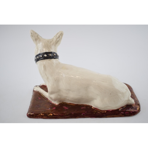 156 - Studio pottery figure of an English Bull Terrier, indistinguishable signature to base. Dated 1953. W... 