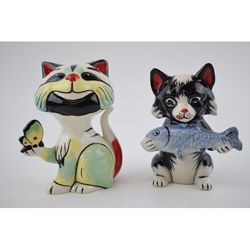 158 - Lorna Bailey cats to include Pikey the Cat and a cat with a butterfly (2).