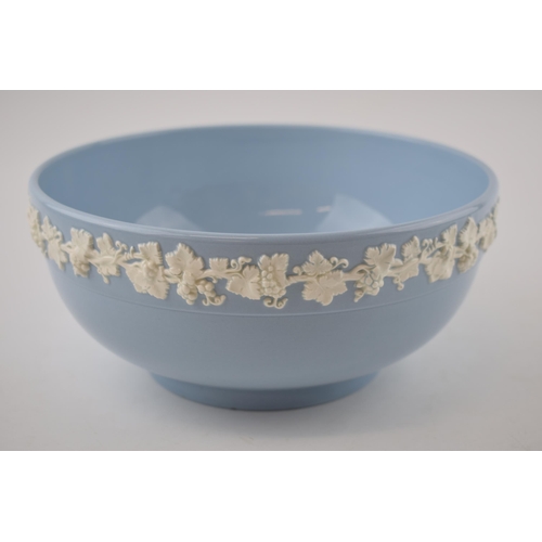 164 - Wedgwood Queensware white on blue large fruit bowl, 24cm diameter.