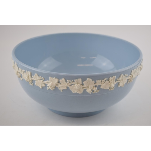 164 - Wedgwood Queensware white on blue large fruit bowl, 24cm diameter.