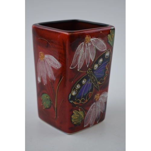 2 - Anita Harris Art Pottery vase, decorated with Butterflies , 12cm tall, signed by Anita.