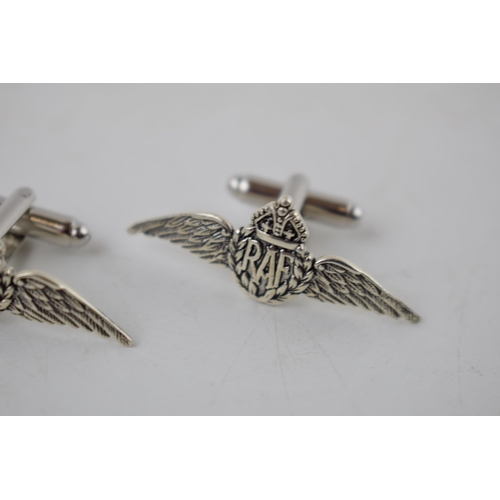 228 - Sterling silver pair of RAF Wings cufflinks, 4cm wide (2).