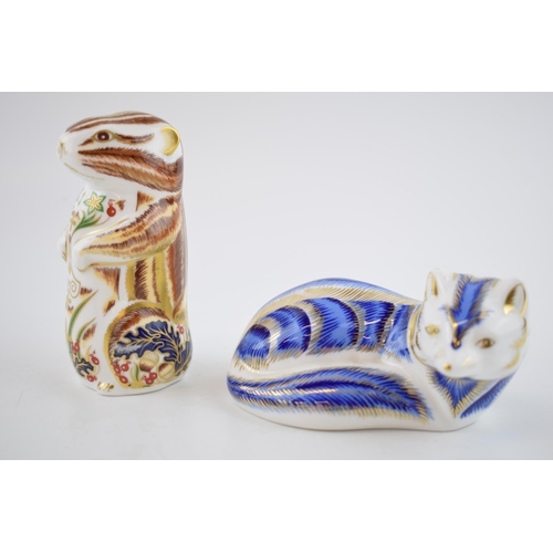 31 - Two Royal Crown Derby paperweights, Chester Chipmunk, 10cm, date code for 2004 and Blue/Arctic Fox, ... 