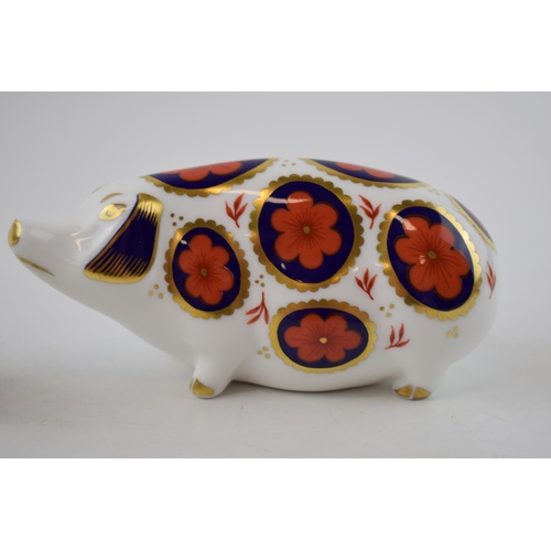 68 - Royal Crown Derby paperweight of an Imari Pig and Piglet, first quality with ceramic / gold stoppers... 