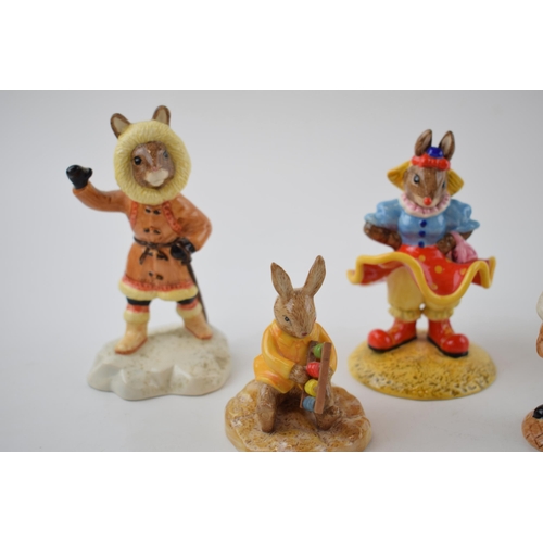 82 - Boxed Royal Doulton Bunnykins to include Eskimo, Clarissa the Clown, Ankhesenamun, Baby and Schoolda... 