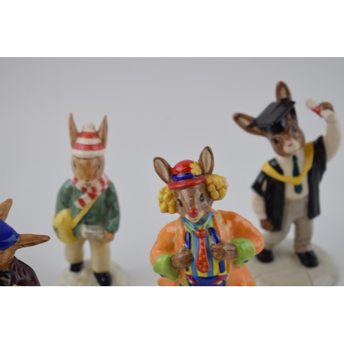 86 - Boxed Royal Doulton Bunnykins to include Clarence the Clown, Graduation Day, Paperboy, Artist and Do... 