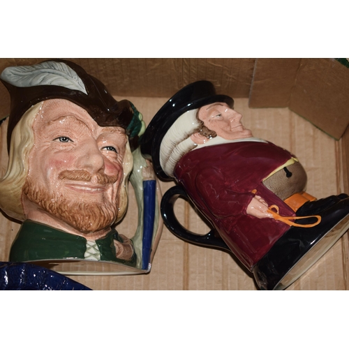 93 - A collection of Royal Doulton character jugs to include Old Salt, Robin Hood, The Lobsterman, The Hu... 