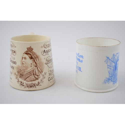 156A - Leek / local interest: an Edward VII coronation mug  by Radford with a Queen Victoria Golden Jubilee... 