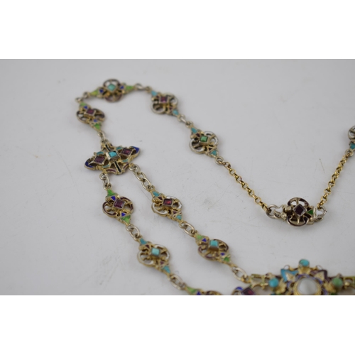 178 - Late 19th century Austro-Hungarian necklace and earring set with beautifully enamelled decoration an... 