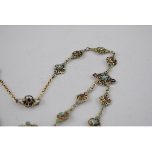 178 - Late 19th century Austro-Hungarian necklace and earring set with beautifully enamelled decoration an... 