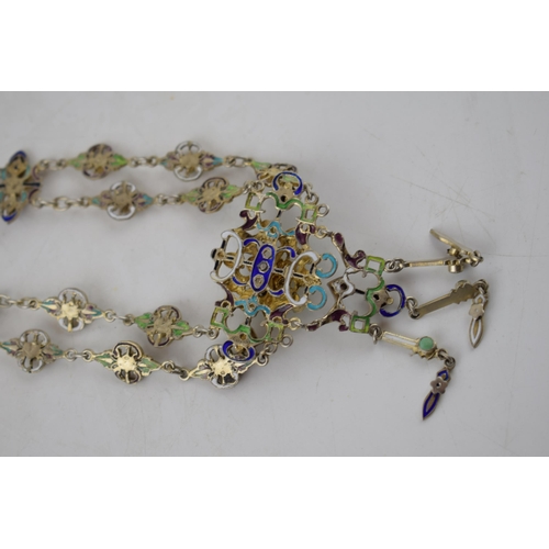 178 - Late 19th century Austro-Hungarian necklace and earring set with beautifully enamelled decoration an... 