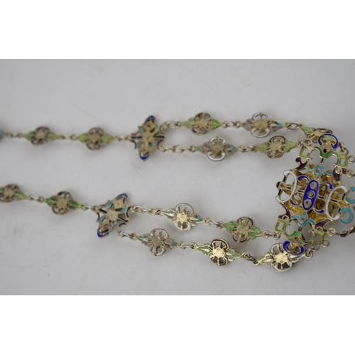 178 - Late 19th century Austro-Hungarian necklace and earring set with beautifully enamelled decoration an... 