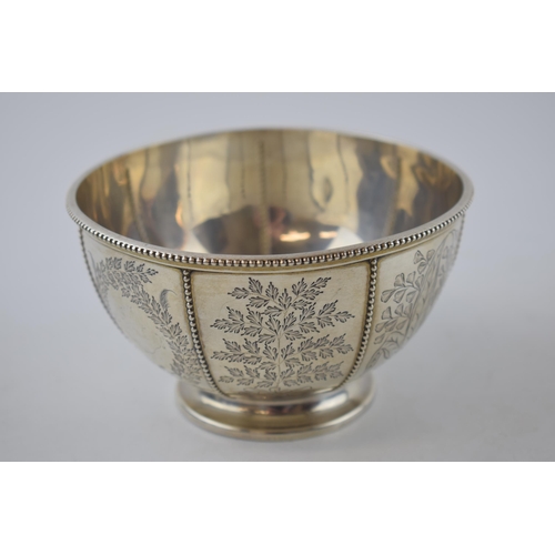 238 - Hallmarked silver pedestal bowl with engraved floral decoration, London 1873, 159.5 grams.