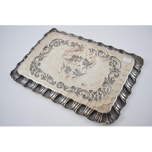 239 - Hallmarked silver tray with shaped edge in the Reynold's Angel pattern, 386.7 grams, Birmingham 1903... 