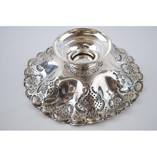 241 - Hallmarked silver pedestal comport with ornate pierced decoration, Sheffield 1903, 363.4 grams, 26cm... 