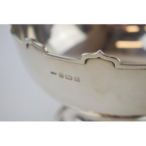 242 - Hallmarked silver pedestal bowl with shaped edge, 393.4 grams, Birmingham 1919, 18.5cm wide.