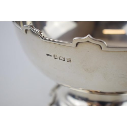 242 - Hallmarked silver pedestal bowl with shaped edge, 393.4 grams, Birmingham 1919, 18.5cm wide.