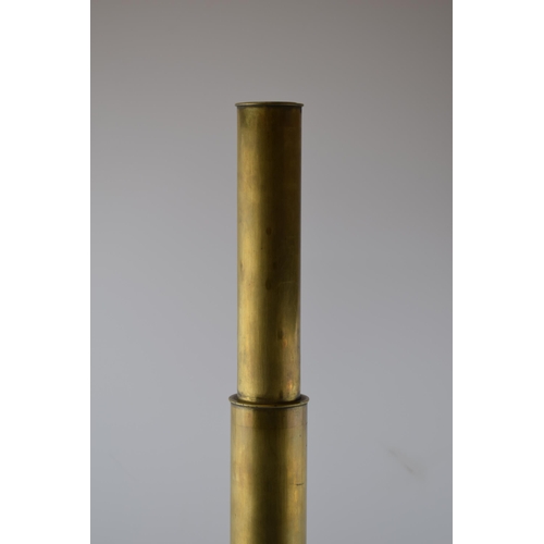 267 - Antique telescope with wooden grip and brass banding. Length 71cm.