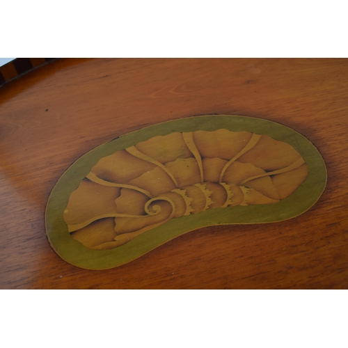 285 - An inlaid satin wood Edwardian serving tray with brass handles. 60cm x 40cm.