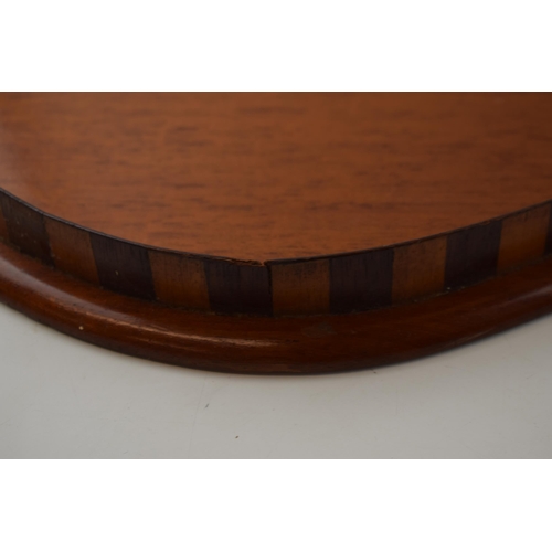 285 - An inlaid satin wood Edwardian serving tray with brass handles. 60cm x 40cm.