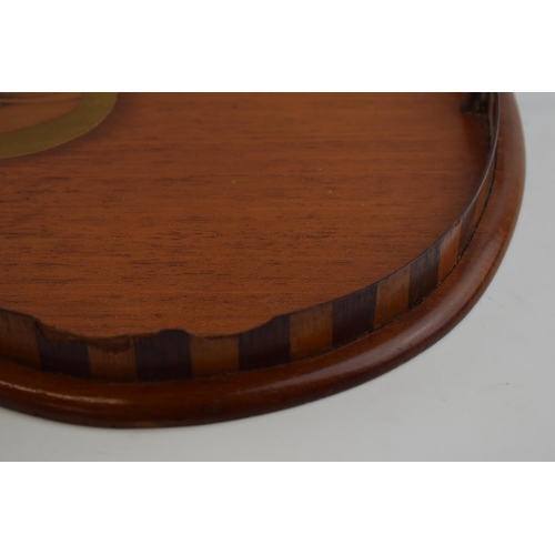 285 - An inlaid satin wood Edwardian serving tray with brass handles. 60cm x 40cm.