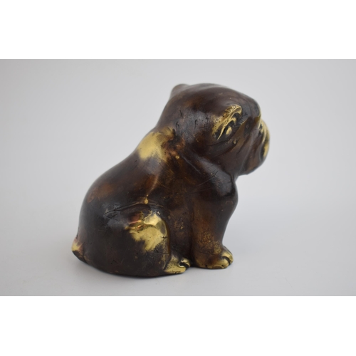 290 - Bronze sculpture of a seated bulldog, 9cm long.