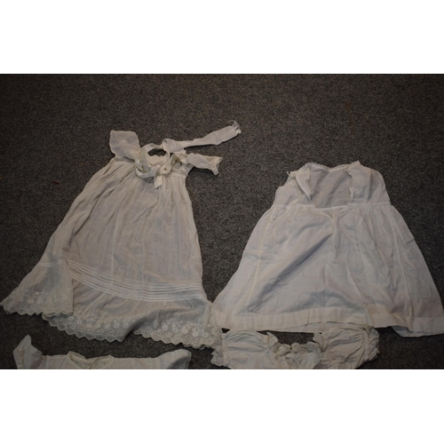 341 - Four antique white cotton broderie anglais babies nightgown or night dresses.