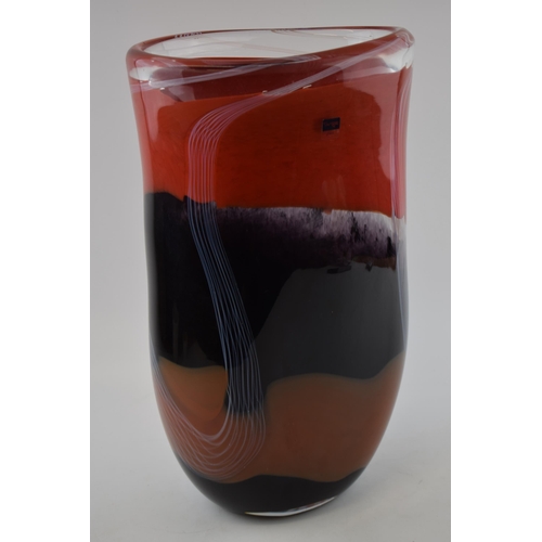 350 - Svaja: a 20th centrury contemporary glass vase in groovy red colours, 40cm tall (collection only).