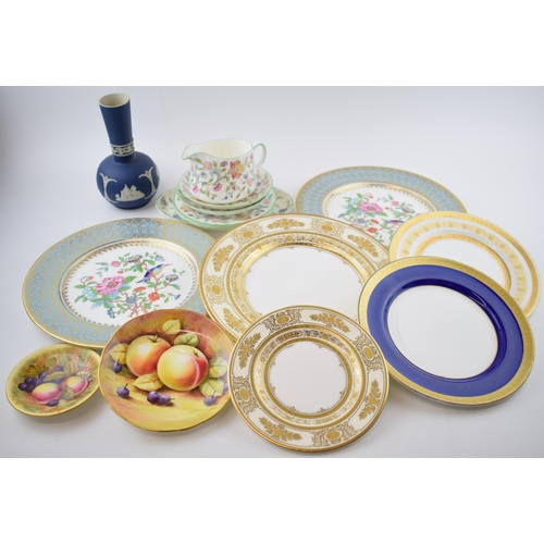 355 - A mixed collection of ceramics to include Adam's Jasperware, Coalport and Aynsley hand painted sauce... 