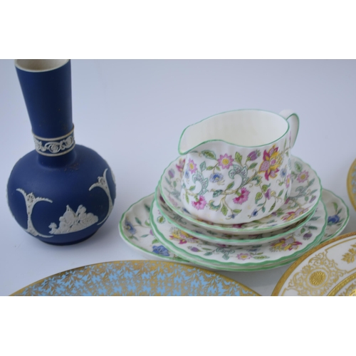 355 - A mixed collection of ceramics to include Adam's Jasperware, Coalport and Aynsley hand painted sauce... 