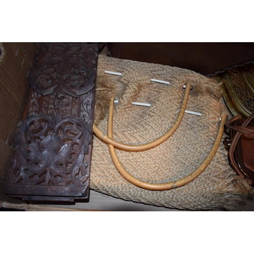 360 - A mixed collection of items to include vintage handbags, brass items and a pair of antique callipers... 