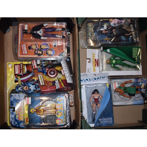 378 - A mixed collection of boxed action figures to include Marvel, Batman, DC and other similar items (2 ... 