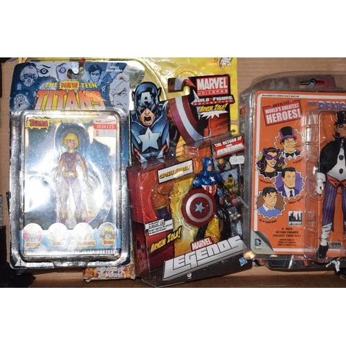 378 - A mixed collection of boxed action figures to include Marvel, Batman, DC and other similar items (2 ... 