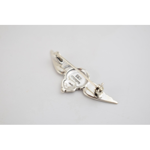 227 - Sterling silver pin brooch in the form of RAF Wings, 4cm wide.