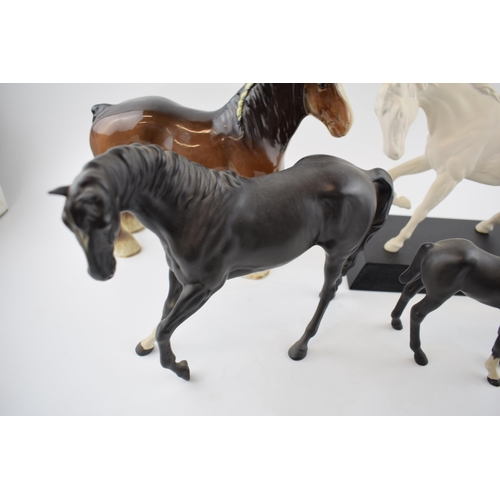 110 - Beswick to include matt Spirit of Freedom, Black Beauty and Foal and 818 brown shire (4).