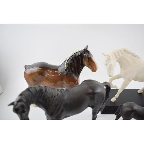 110 - Beswick to include matt Spirit of Freedom, Black Beauty and Foal and 818 brown shire (4).