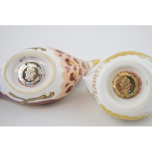 15 - Three Royal Crown Derby bird paperweights, Goldcrest, date code for 2005 (MMV), gold stopper, Firecr... 
