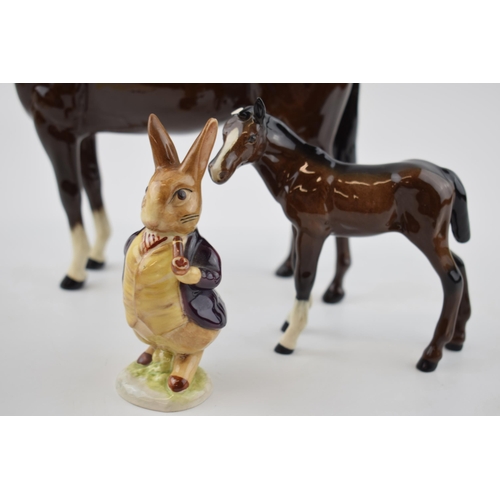 99 - Beswick to include Beatrix Potter figure Mr Benjamin Bunny with gold backstamp with a brown horse an... 