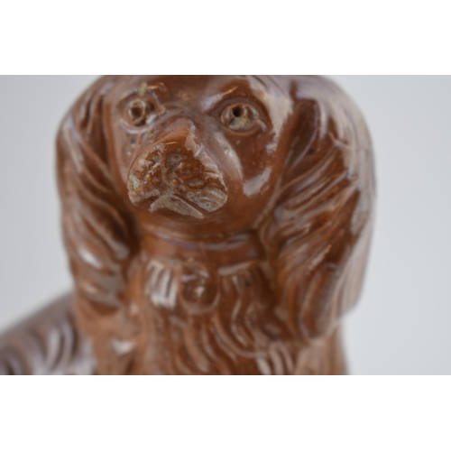 180A - A trio of 19th century salt glaze stoneware animals to include a lion, a spaniel and another lion, l... 